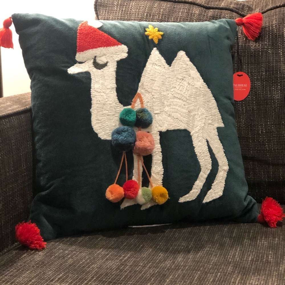 Opalhouse Green and Red Holiday Pillow Festive Camel Design